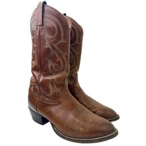 Vintage Tony Lama Brown Leather Western Boots Men's Sz 9